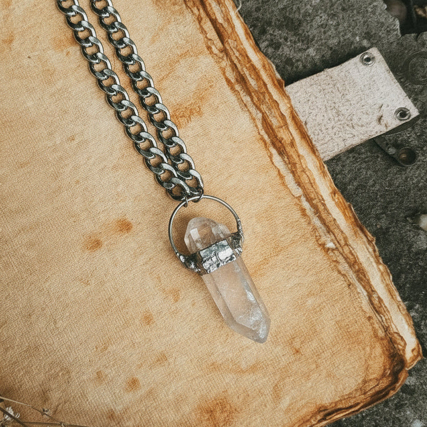 Raw Lemurian Quartz Point Necklace