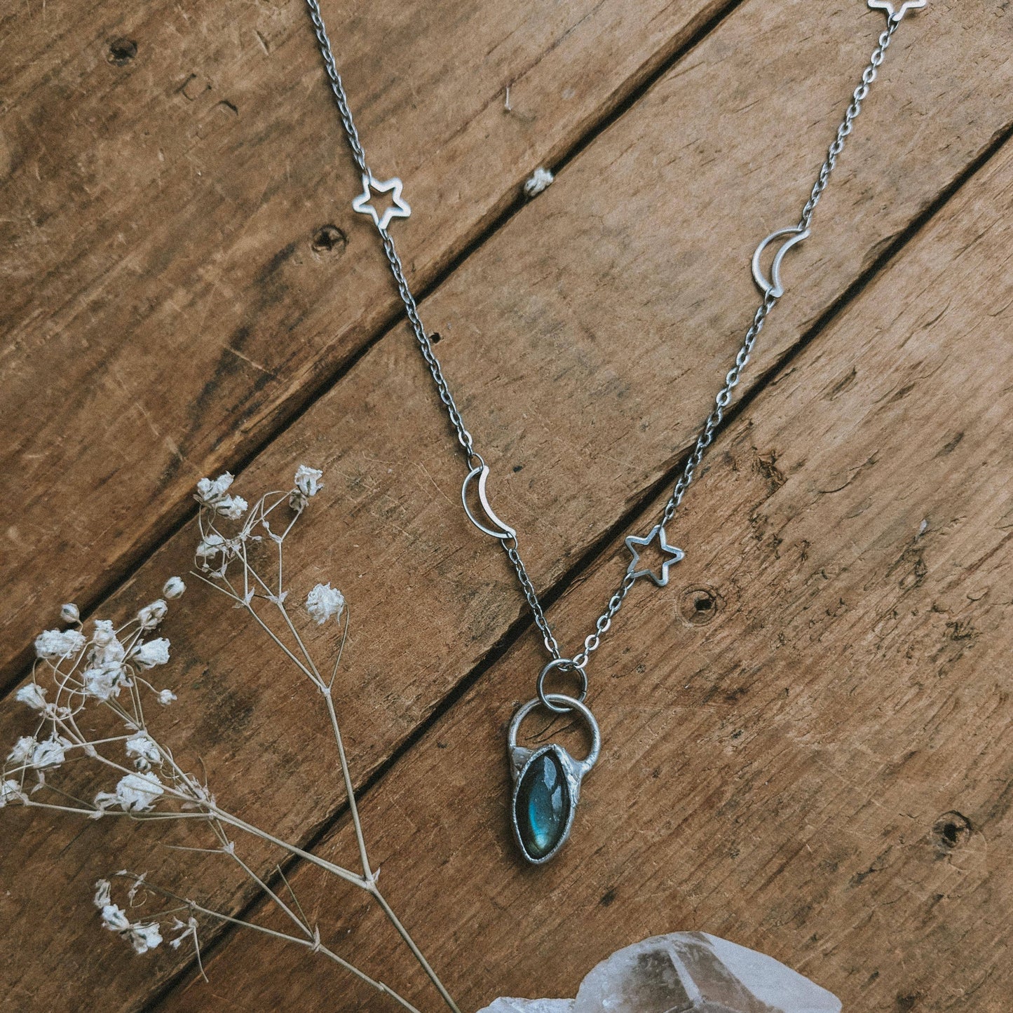 Labradorite Sterling Silver Celestial Necklace