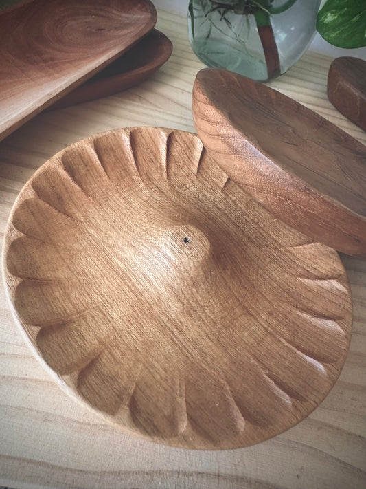Teak Flower Incense Holder