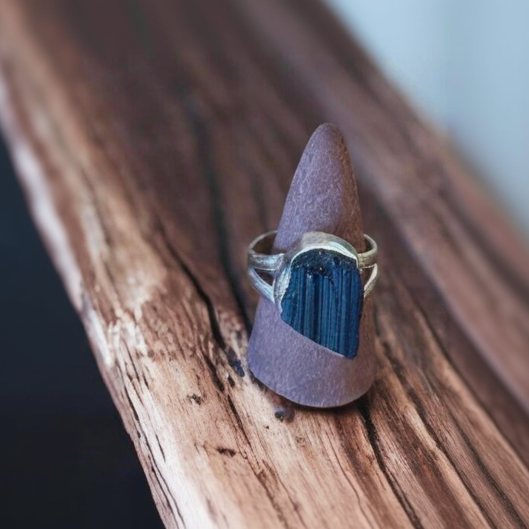 Raw Black Tourmaline Ring