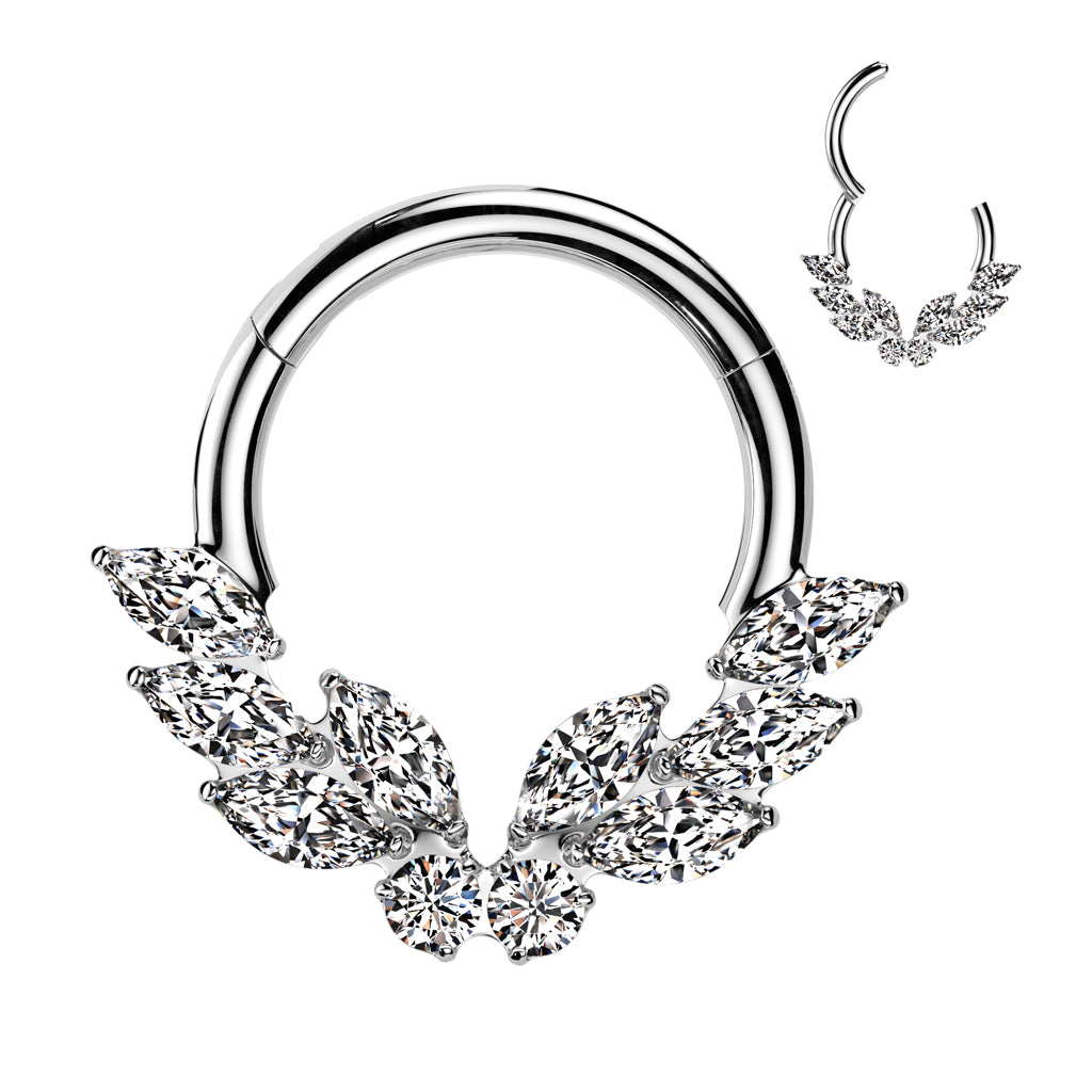 Titanium Leaf Clicker Ring