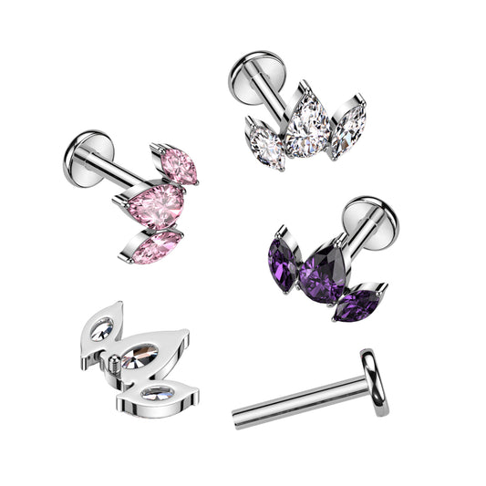 Lunar Bloom – Titanium Flat Back Labret 16g 8mm