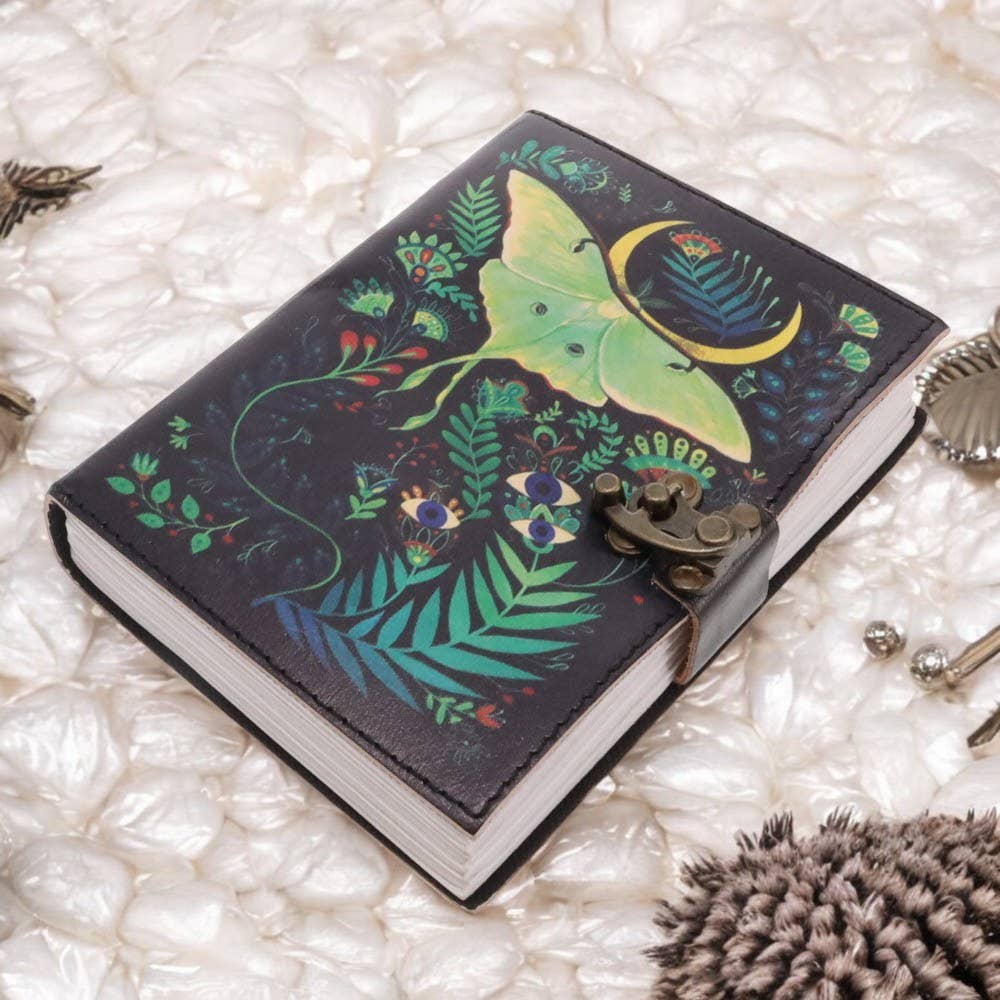 Lunar Moth UV Print Leather Journal