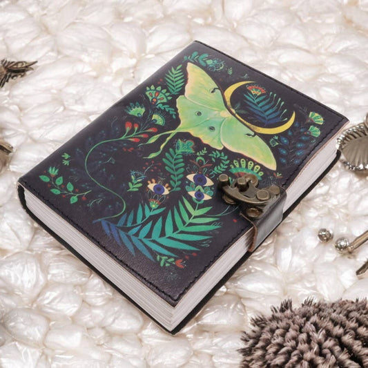 Lunar Moth UV Print Leather Journal