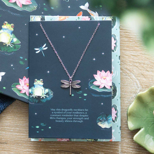 Dragonfly Necklace with Greeting Card