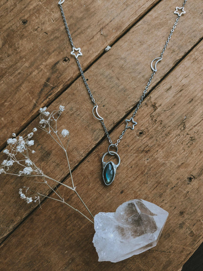 Labradorite Sterling Silver Celestial Necklace
