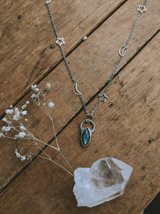 Labradorite Sterling Silver Celestial Necklace