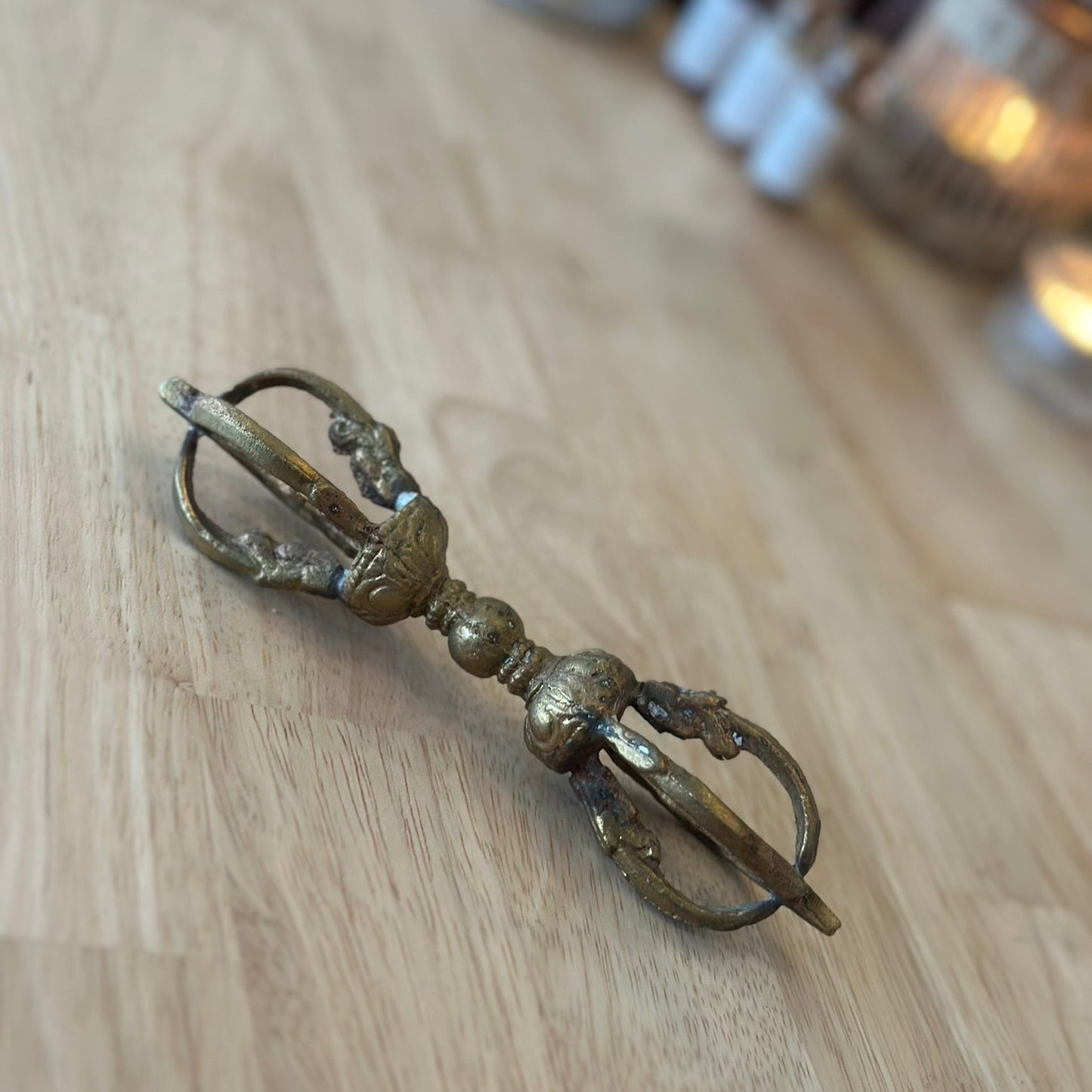 Tibetan Brass Dorje (Vajra) – Large, approx. 16cm