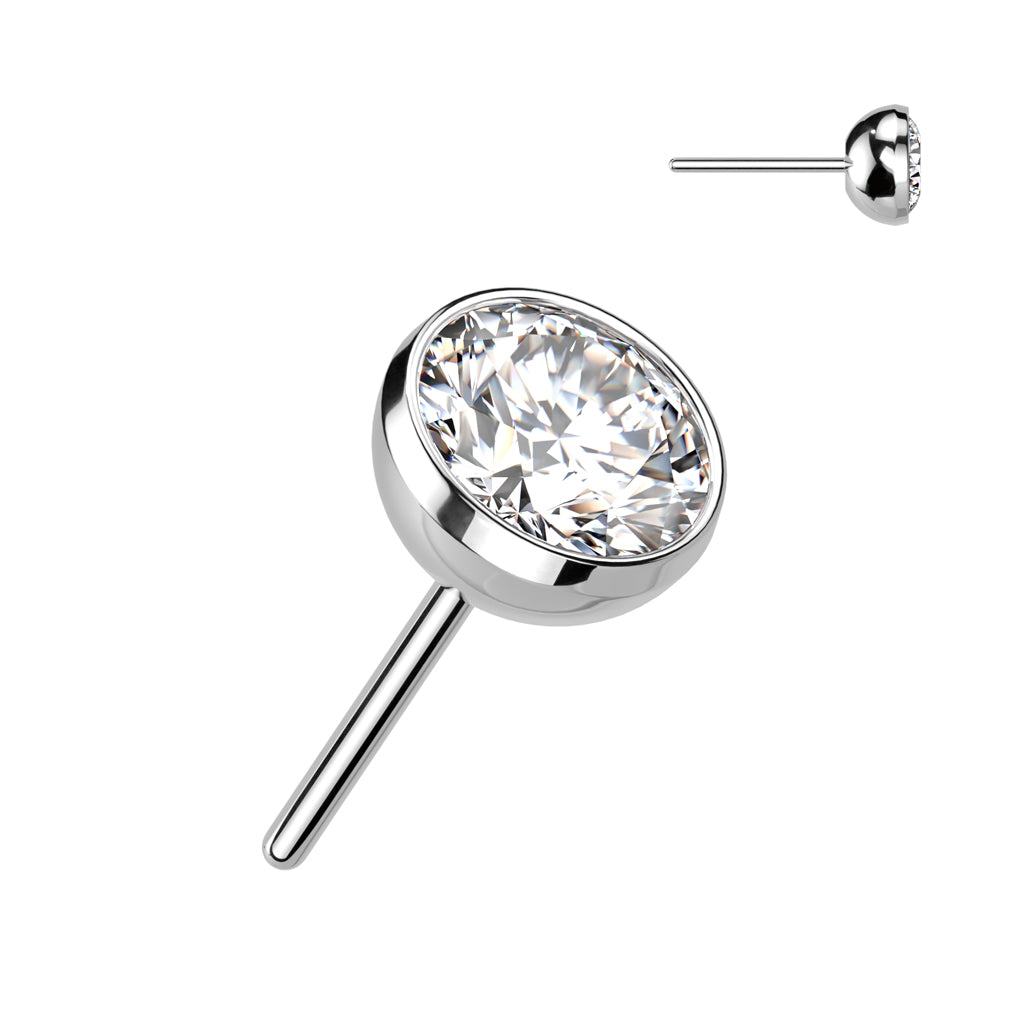 Aurora Gem – Silver Titanium Threadless Bezel Top Clear