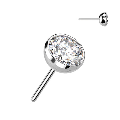 Aurora Gem – Silver Titanium Threadless Bezel Top Clear