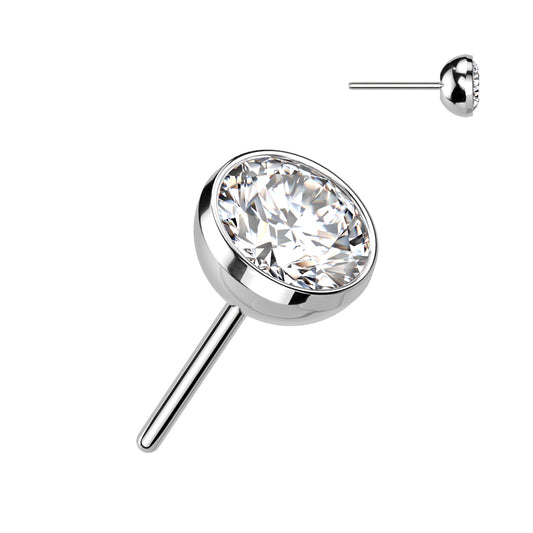 Aurora Gem – Silver Titanium Threadless Bezel Top Clear