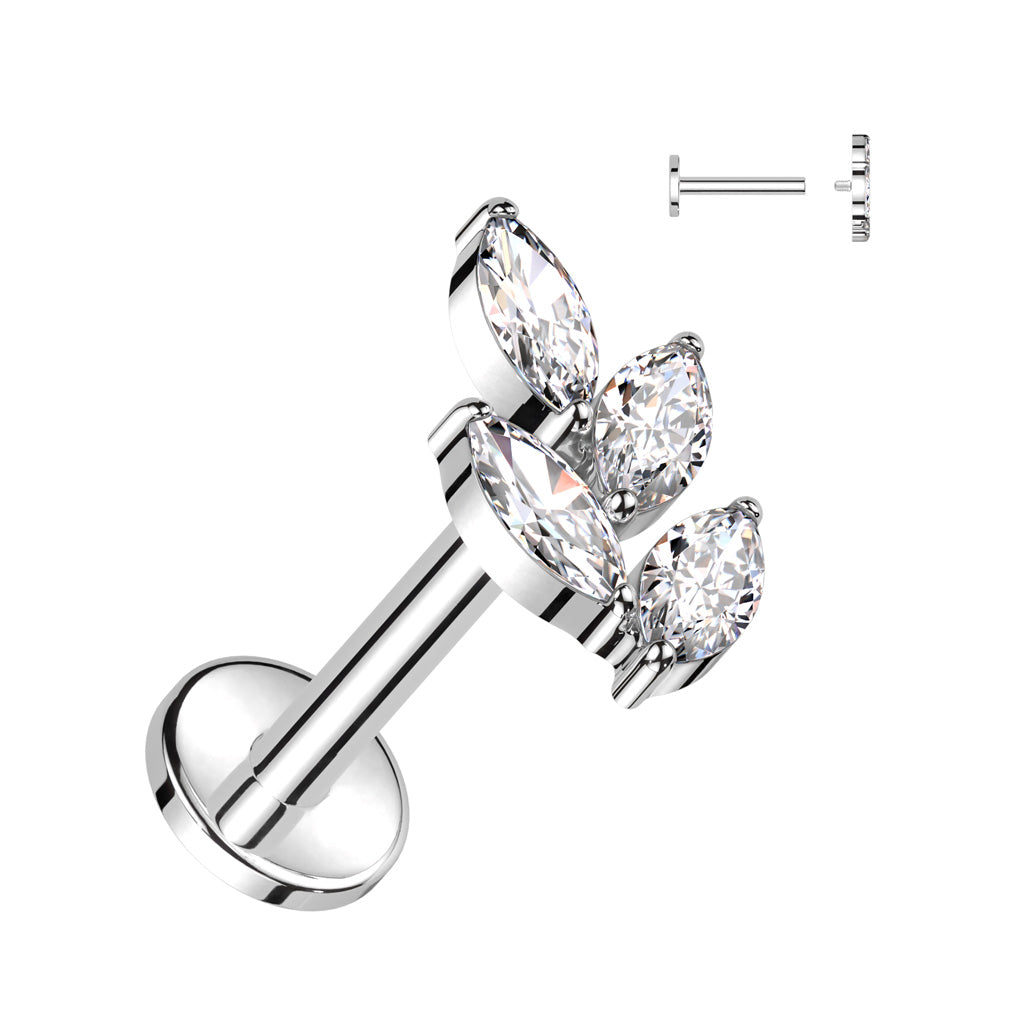 Flat Back with Marquise CZ Leaf Top