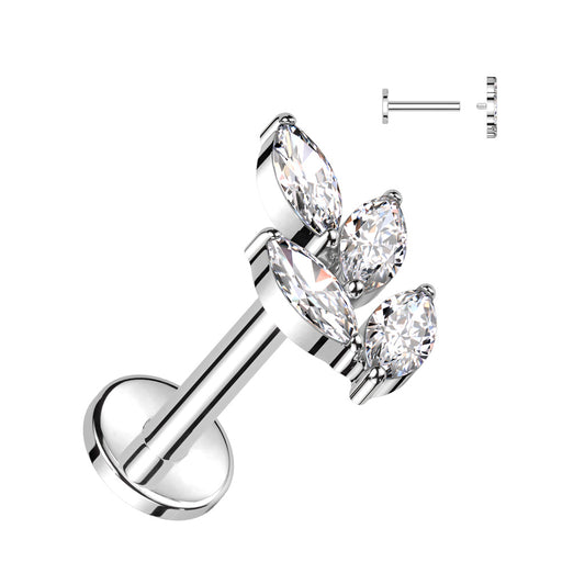 Flat Back with Marquise CZ Leaf Top